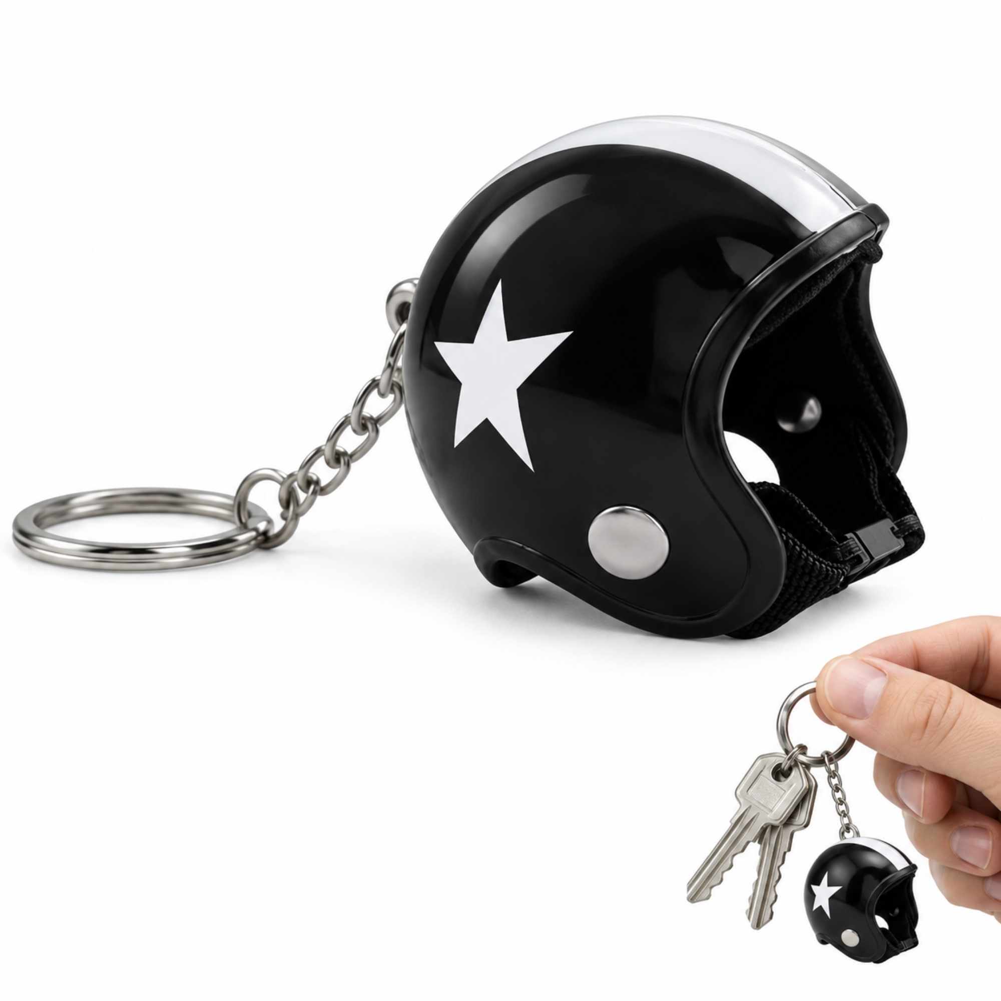 Llavero casco de moto colgante negro
