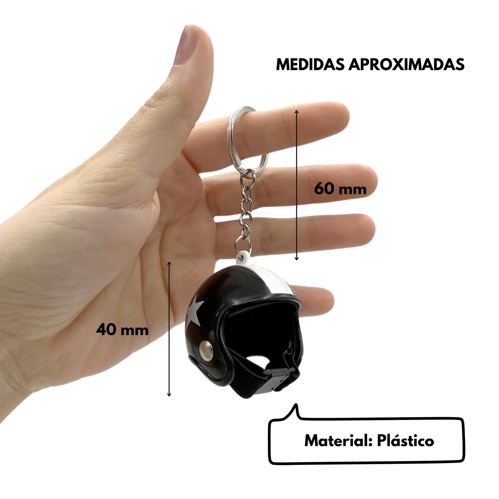 Llavero casco de moto colgante negro - imagen 4