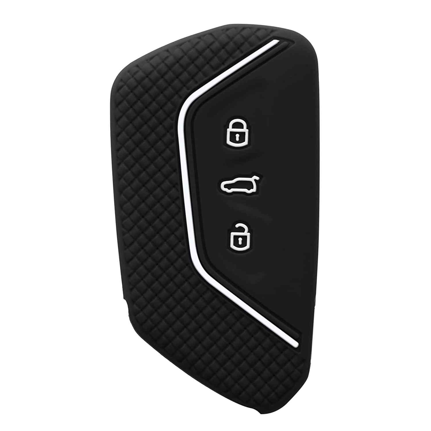 Funda silicona mando llave del coche 3 botones compatible con VW Golf negro-blanco