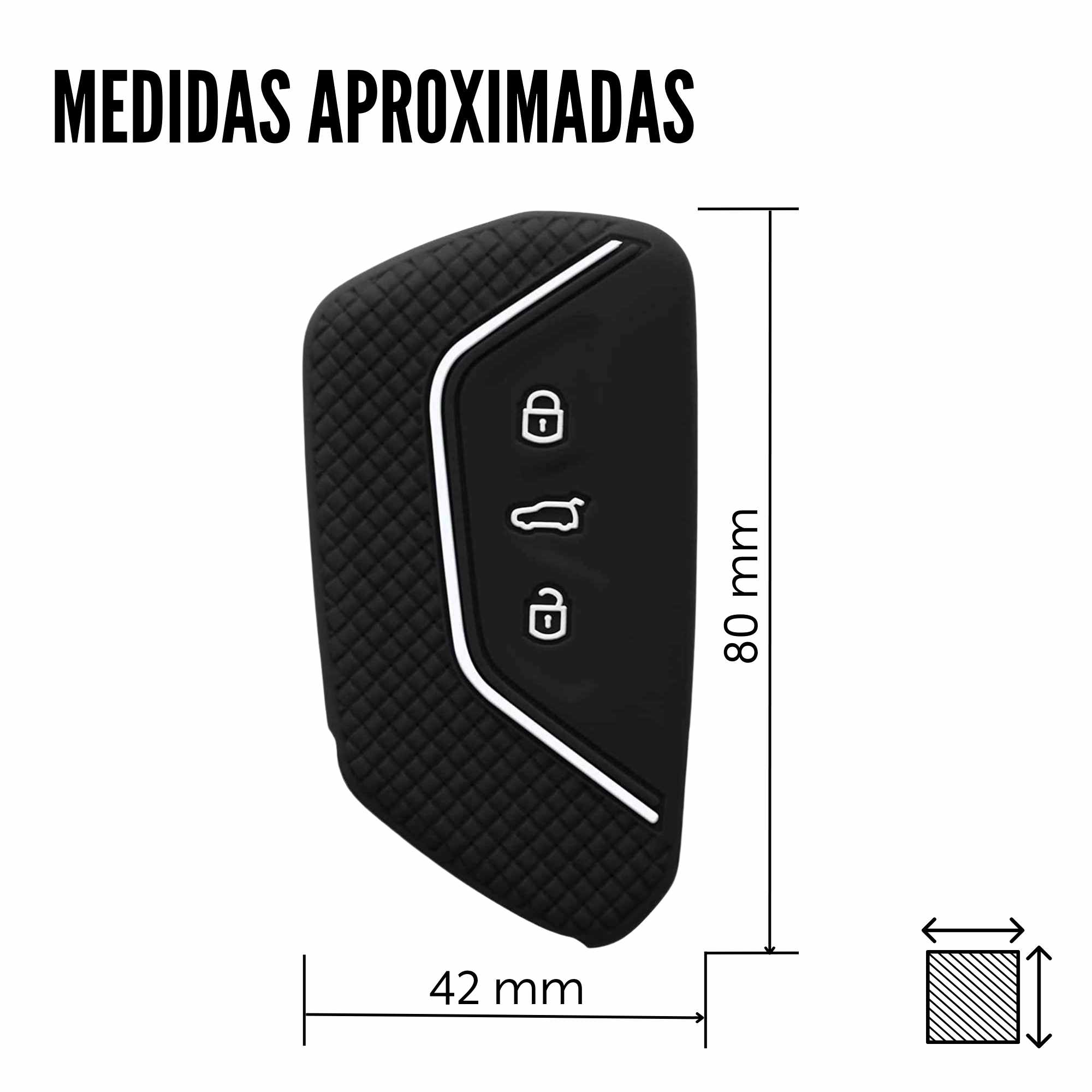 Funda silicona mando llave del coche 3 botones compatible con VW Golf negro-blanco - imagen 6