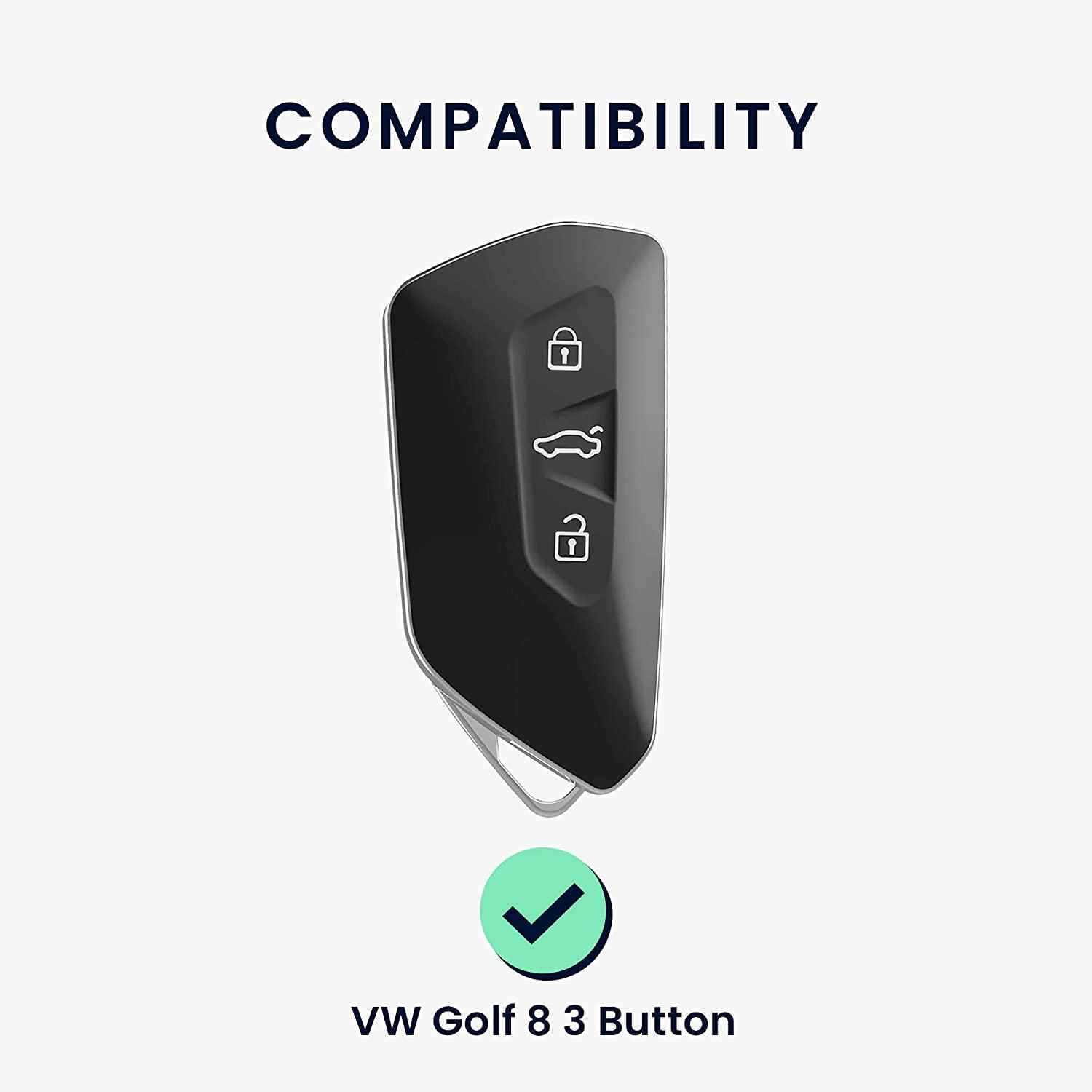 Funda silicona mando llave del coche 3 botones compatible con VW Golf negro-rojo - imagen 5