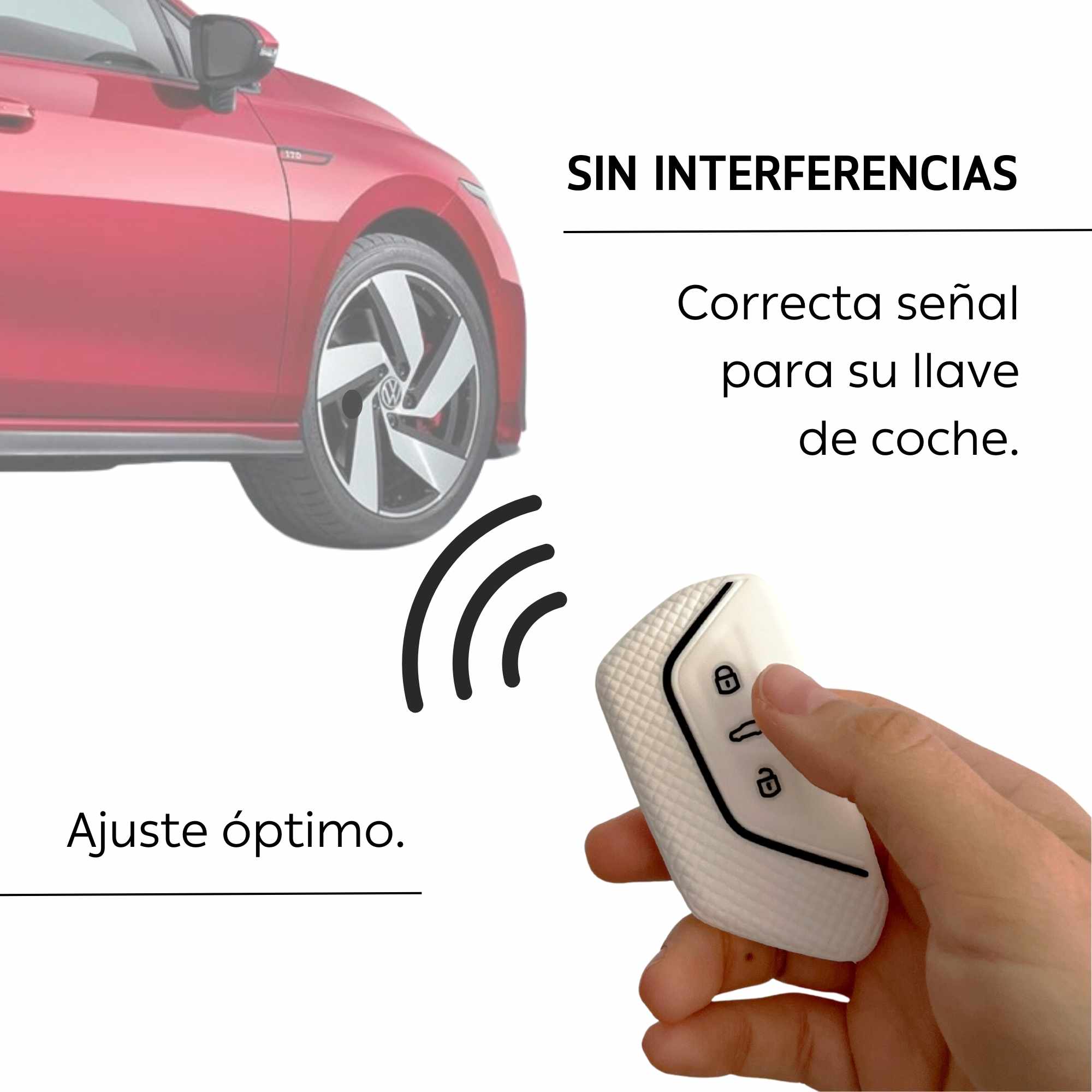 Funda silicona mando llave del coche 3 botones compatible con VW Golf blanco - imagen 5