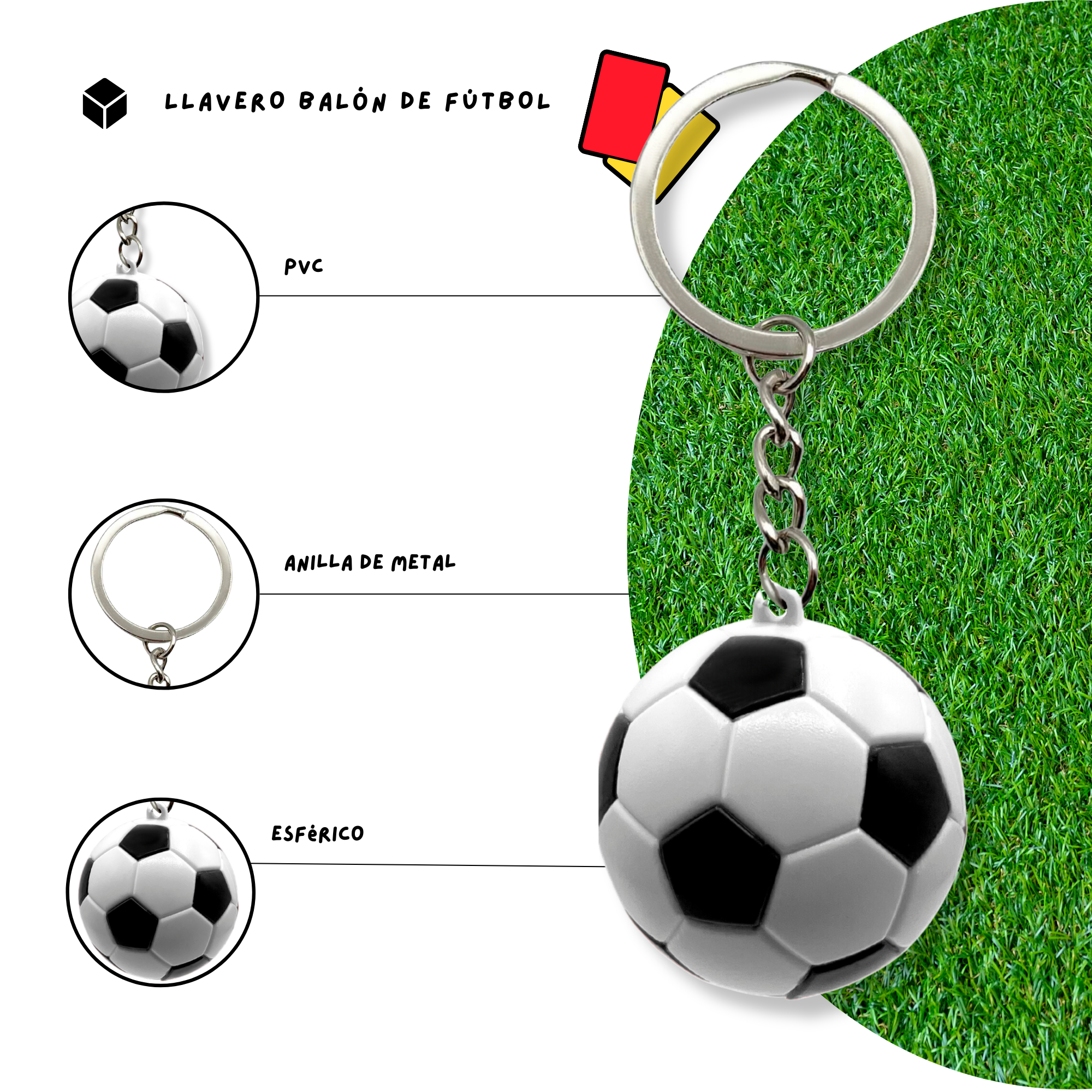 Llavero plastico en forma de pelota futbol - imagen 3