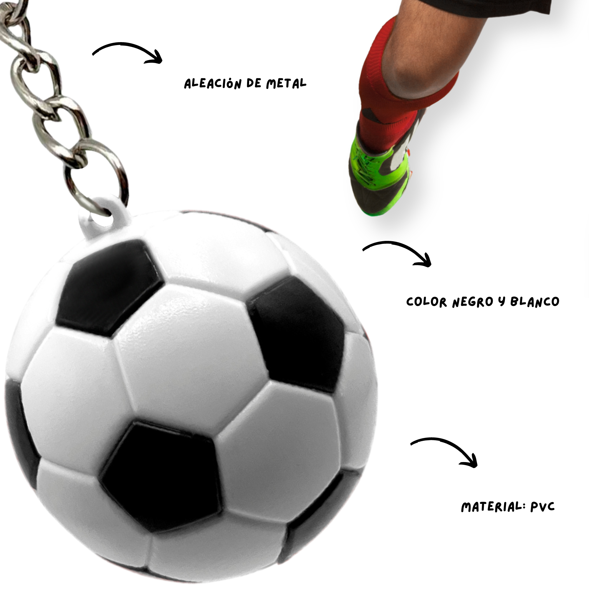 Llavero plastico en forma de pelota futbol - imagen 5