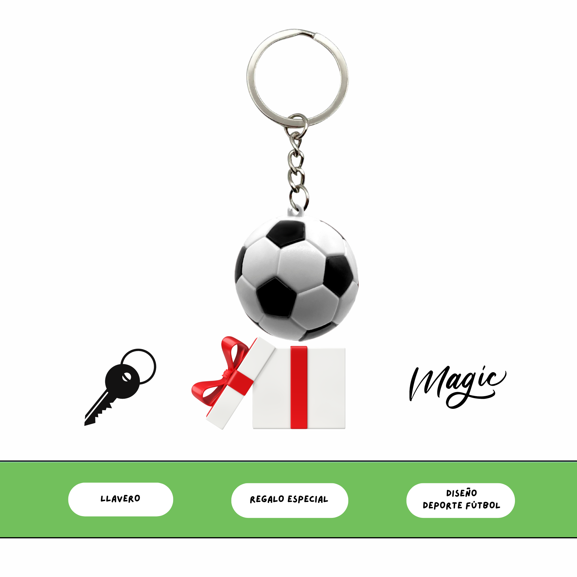 Llavero plastico en forma de pelota futbol - imagen 6