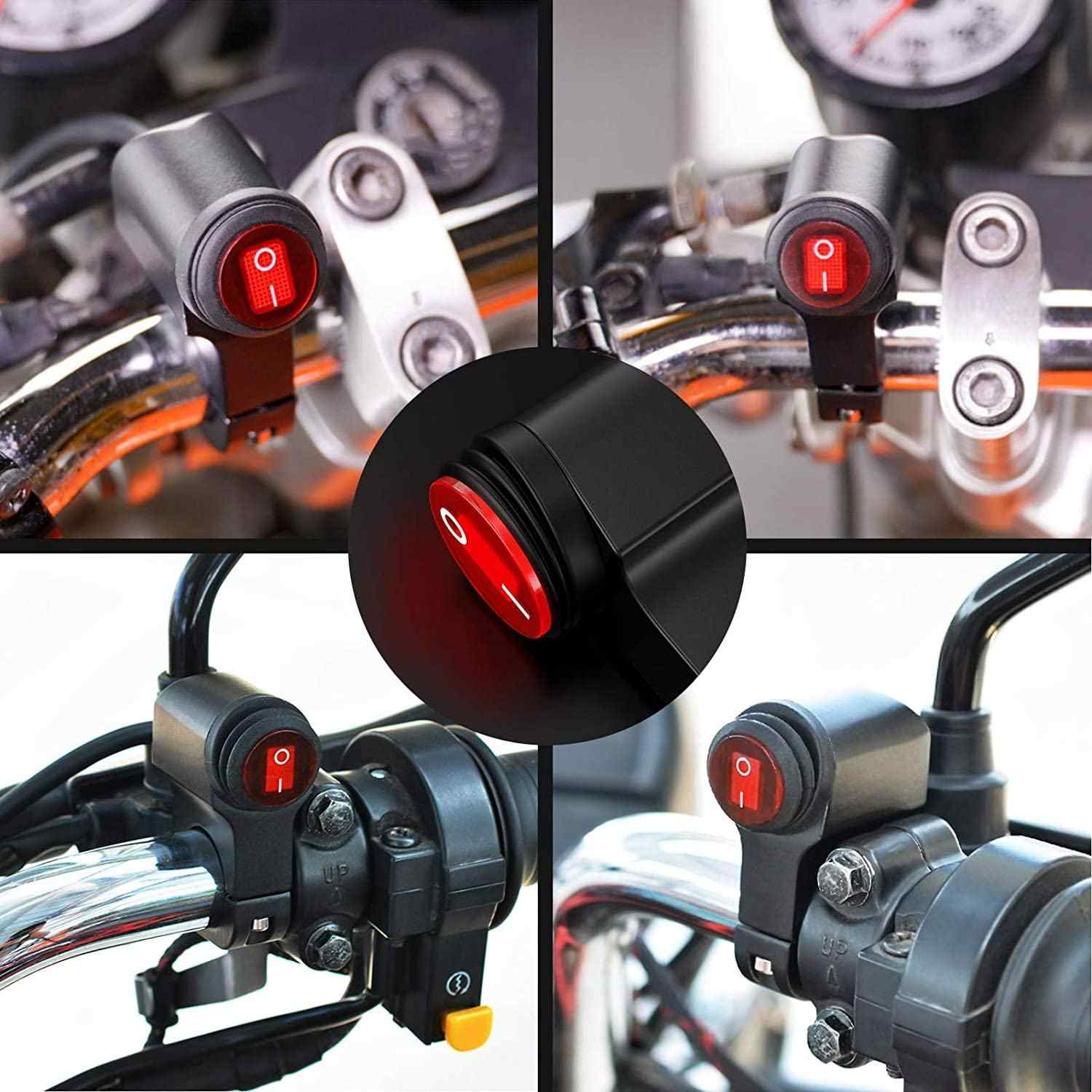 Interruptor luces faros para manillar de moto 12 V CC negro - imagen 3