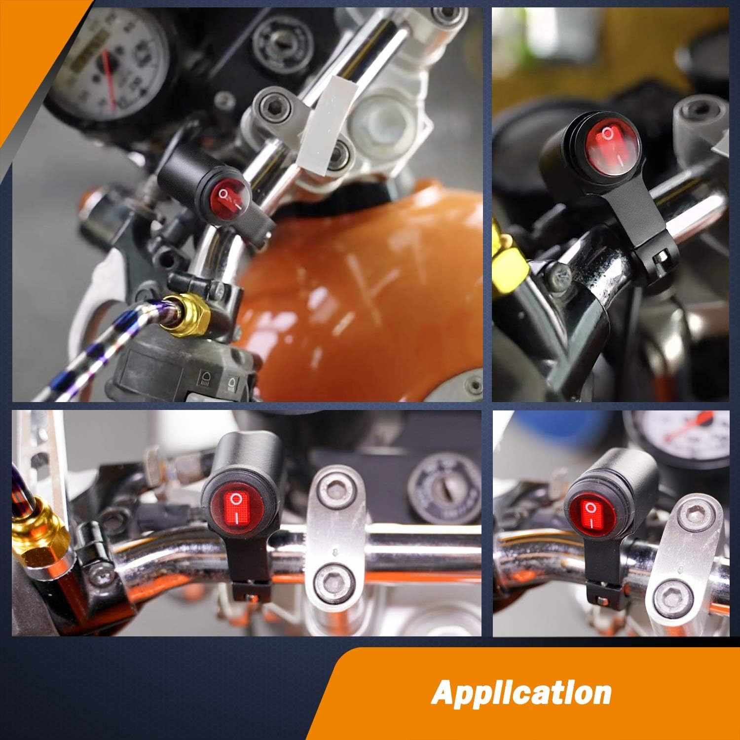 Interruptor luces faros para manillar de moto 12 V CC negro - imagen 7