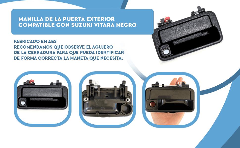 Banner - Manilla de la puerta izquierda exterior compatible con suzuki vitara negro