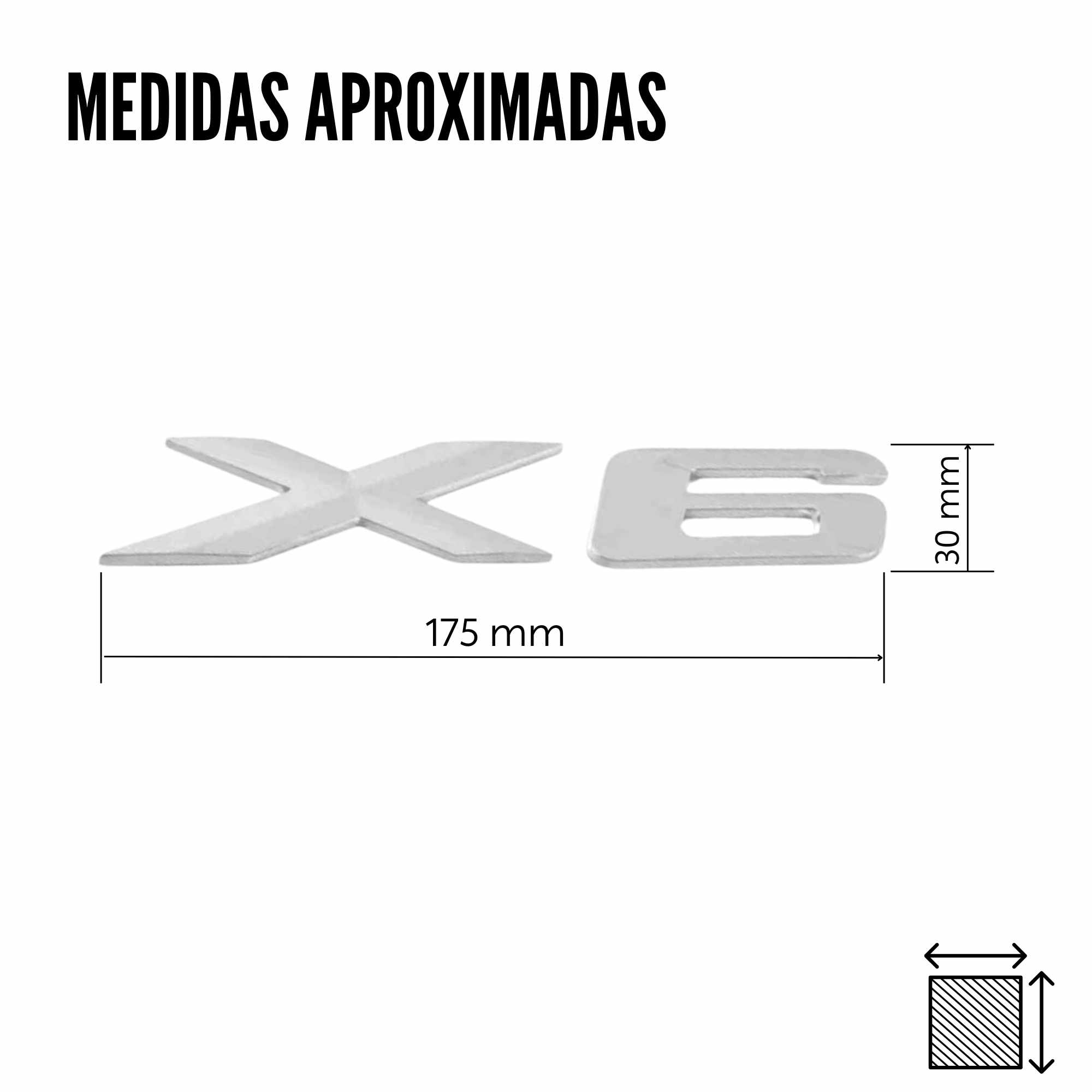 Emblema Adhesivo X6 para Maletero compatible con BMW plateado - imagen 4