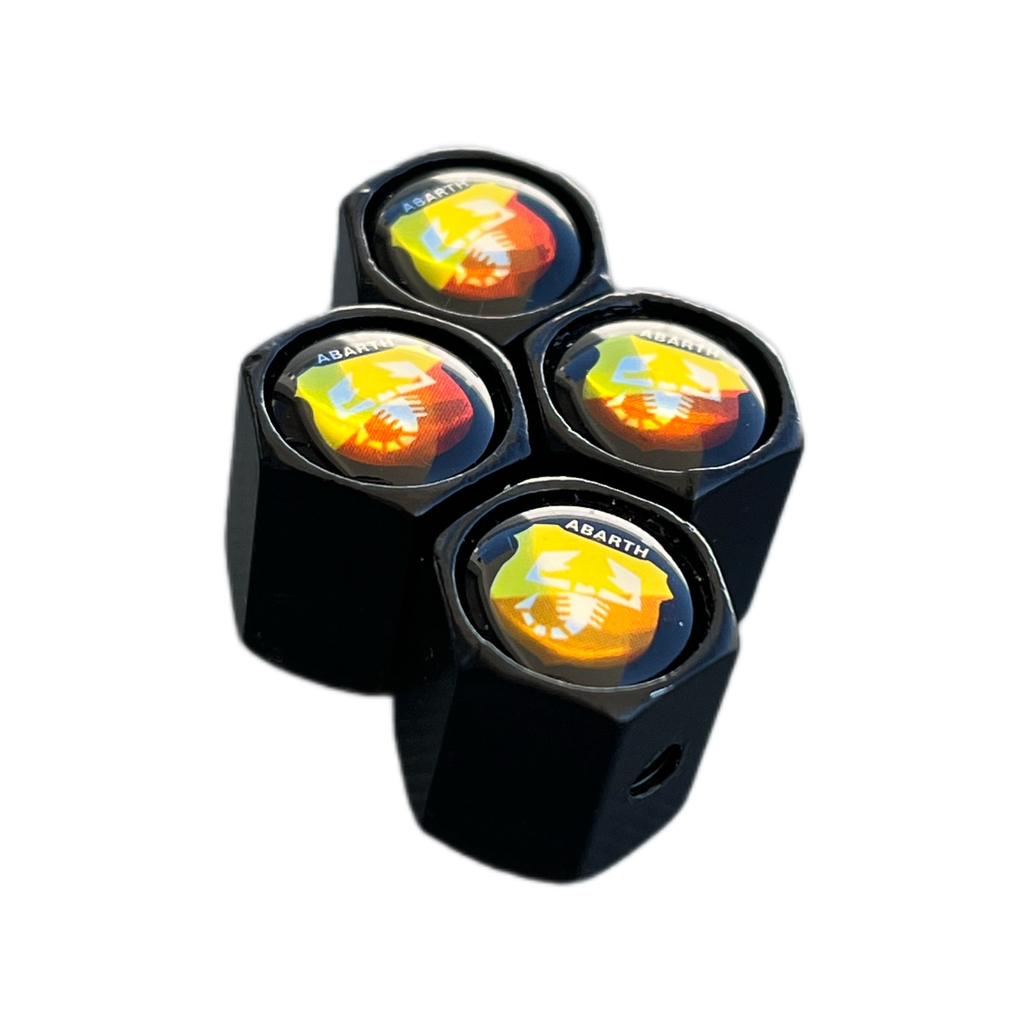 Tapon antirrobo de aluminio para valvula de neumatico compatible con Abarth (4 uds) negro - imagen 4