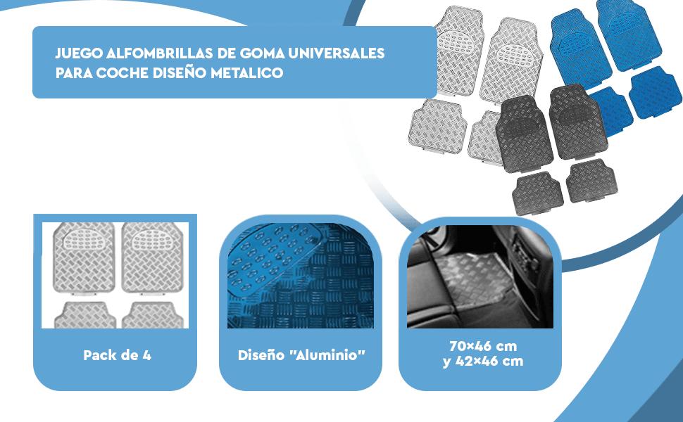 Banner - Juego Alfombrillas de goma Universales para Coche carbono diseño metalico