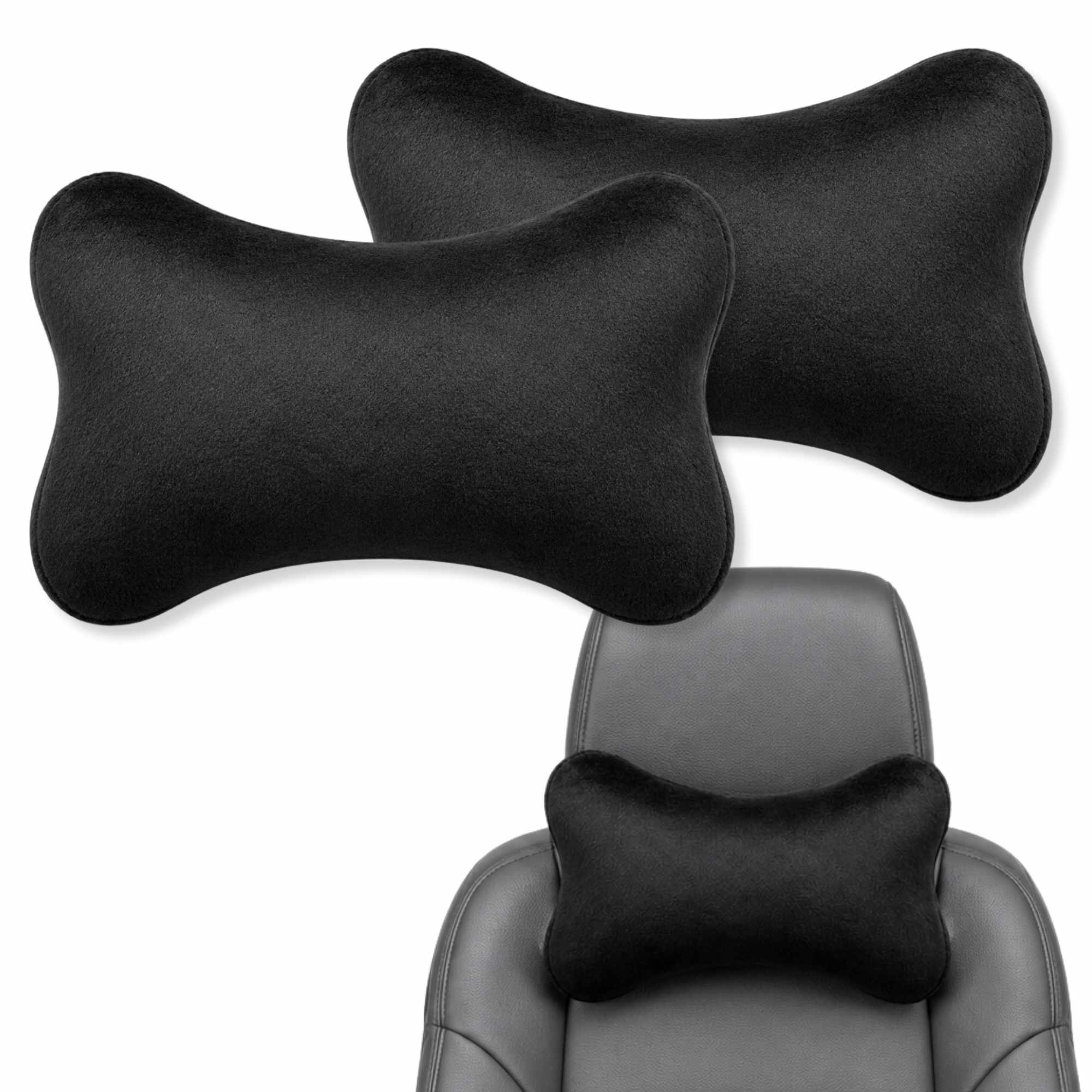 Almohadas para reposacabezas asiento del coche (2 uds) negro - imagen 1