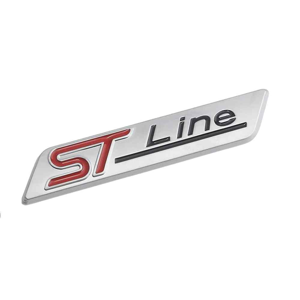 Emblema Adhesivo metálico ST Line plateado compatible con Ford