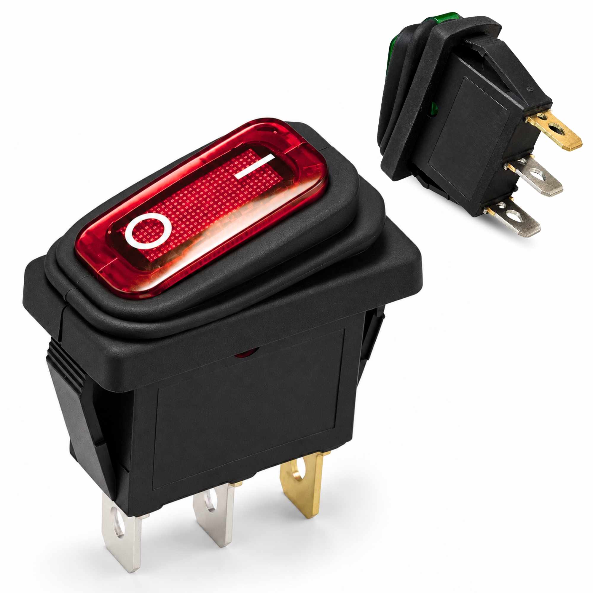 Interruptor basculante ON-OFF SPST 3 vias impermeable led Rojo 20 A