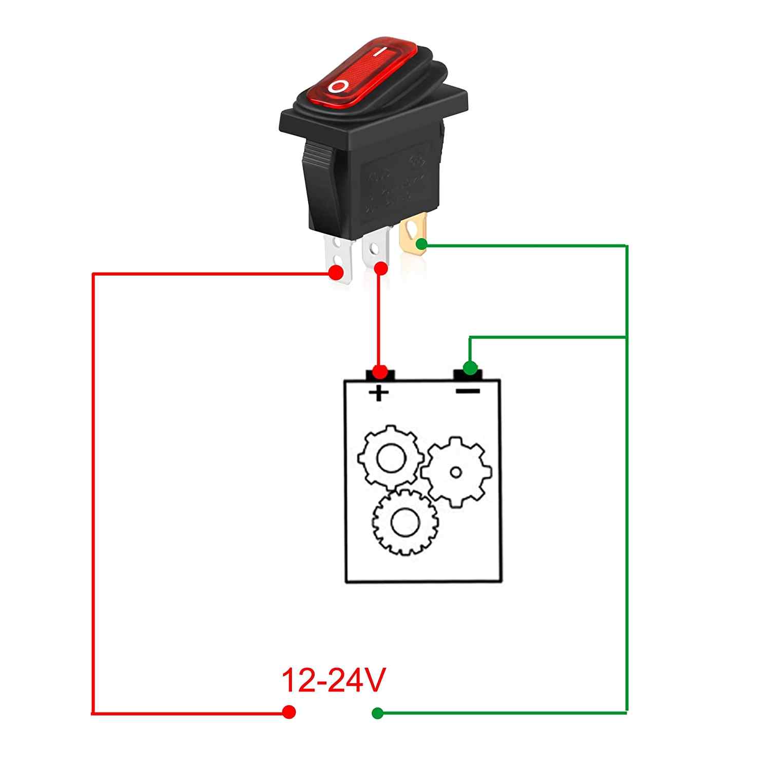 Interruptor basculante ON-OFF SPST 3 vias impermeable led Rojo 20 A - imagen 3