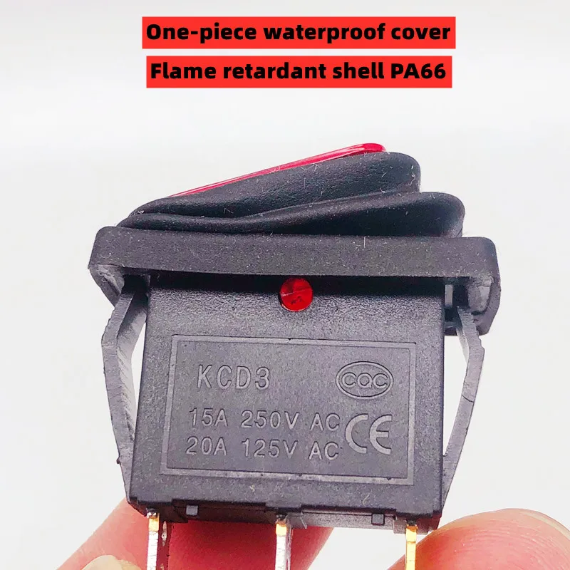 Interruptor basculante ON-OFF SPST 3 vias impermeable led Rojo 20 A - imagen 5