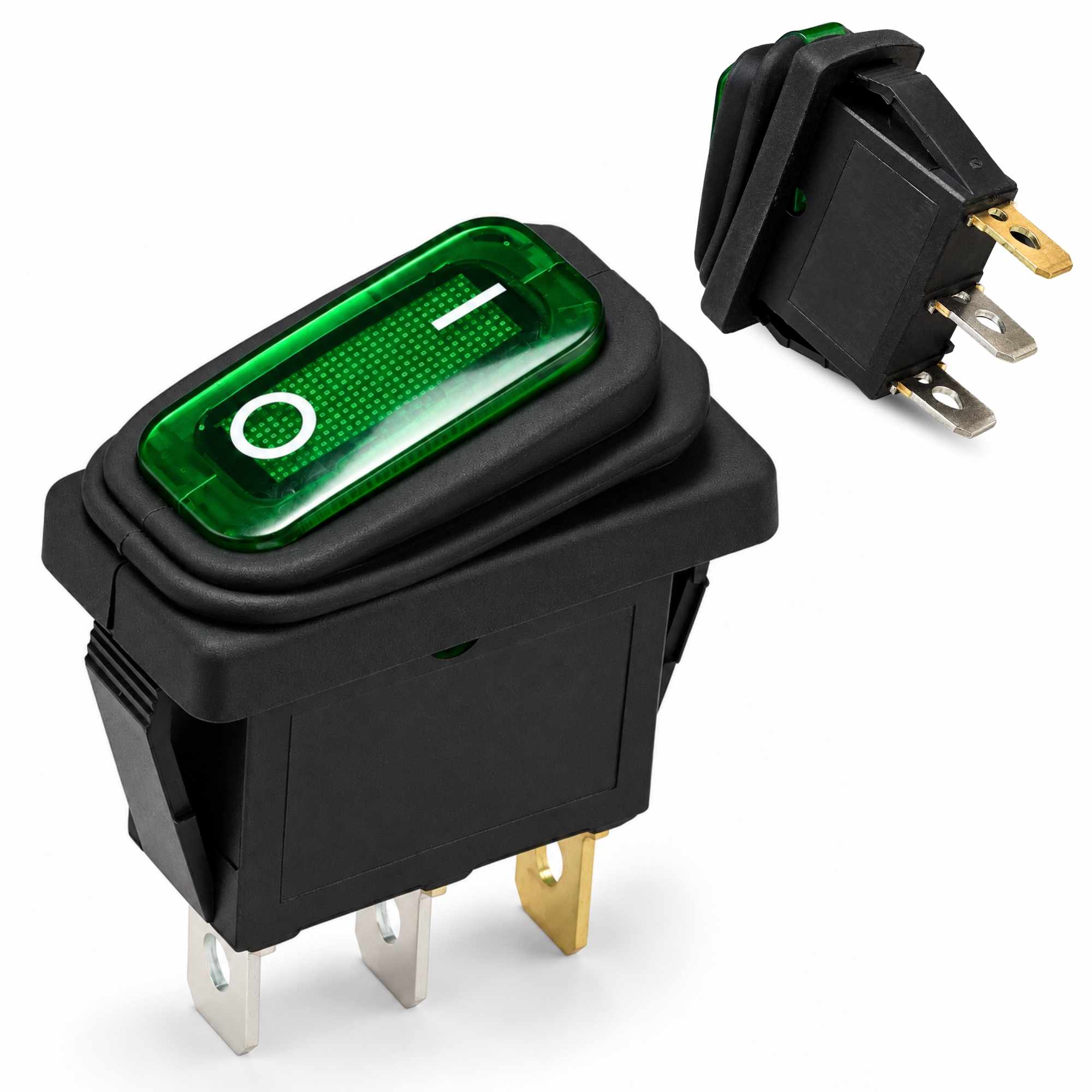 Interruptor basculante ON-OFF SPST 3 vias impermeable led verde 20 A - imagen 1