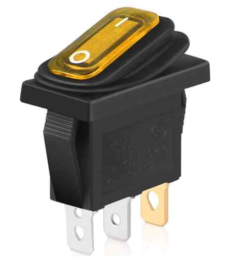 Interruptor basculante ON-OFF SPST 3 vias impermeable led amarillo 20 A