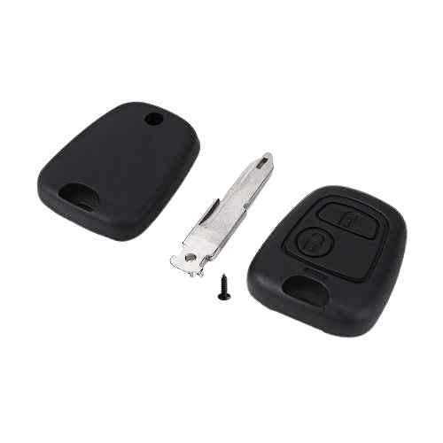 Carcasa mando llave de coche 2 botones compatible con Peugeot negro - imagen 1