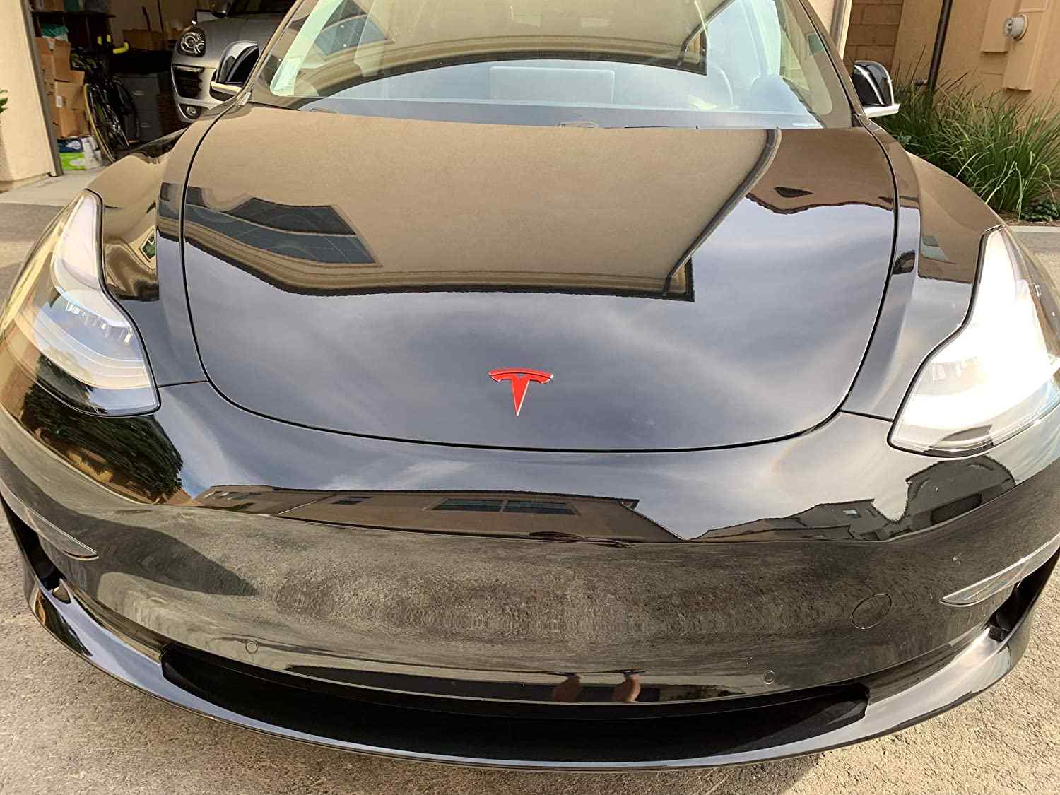 Emblema Adhesivo para capo compatible con Tesla rojo - imagen 2