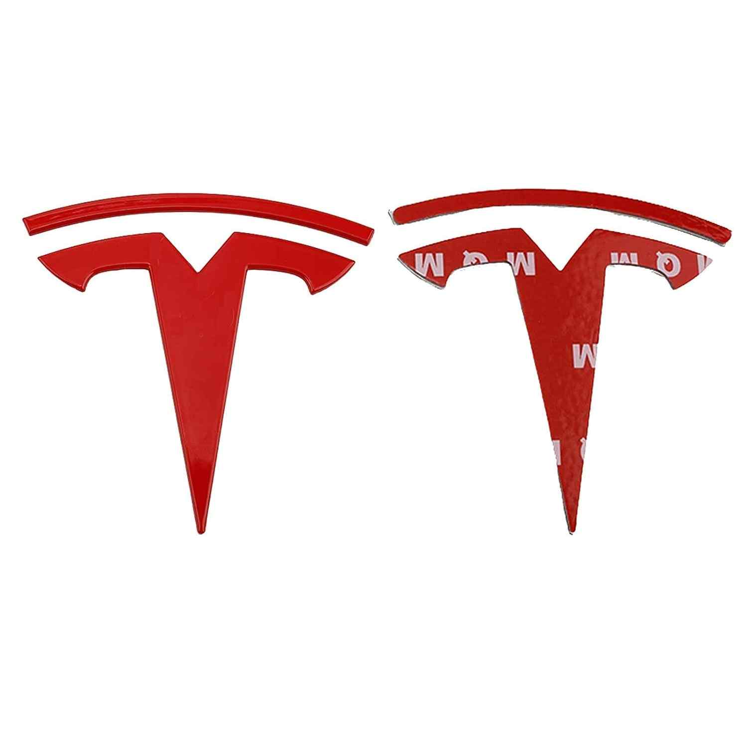 Emblema Adhesivo para capo compatible con Tesla rojo - imagen 3