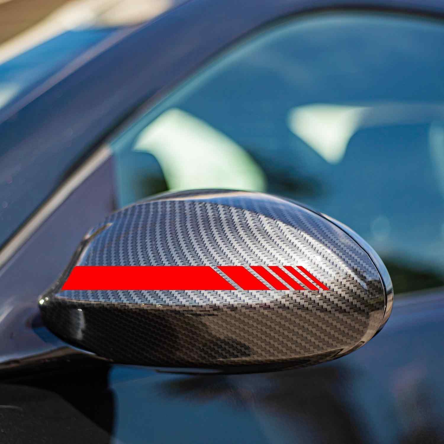 Pegatina espejo retrovisor coche diseño rayas (6 uds) rojo