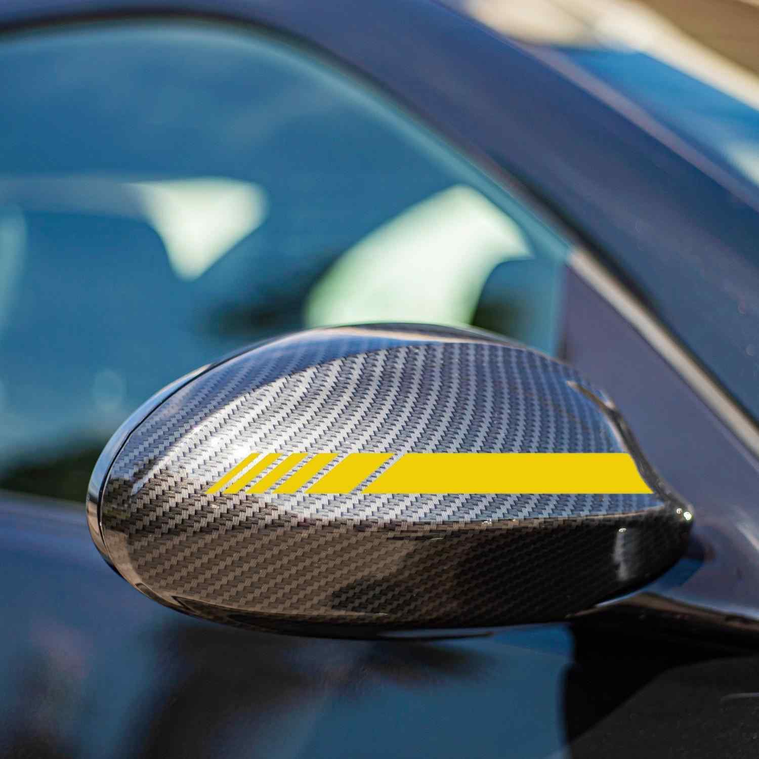 Pegatina espejo retrovisor coche diseño rayas (6 uds) amarillo