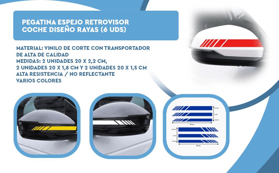 Banner - Pegatina espejo retrovisor coche diseño rayas (6 uds) amarillo