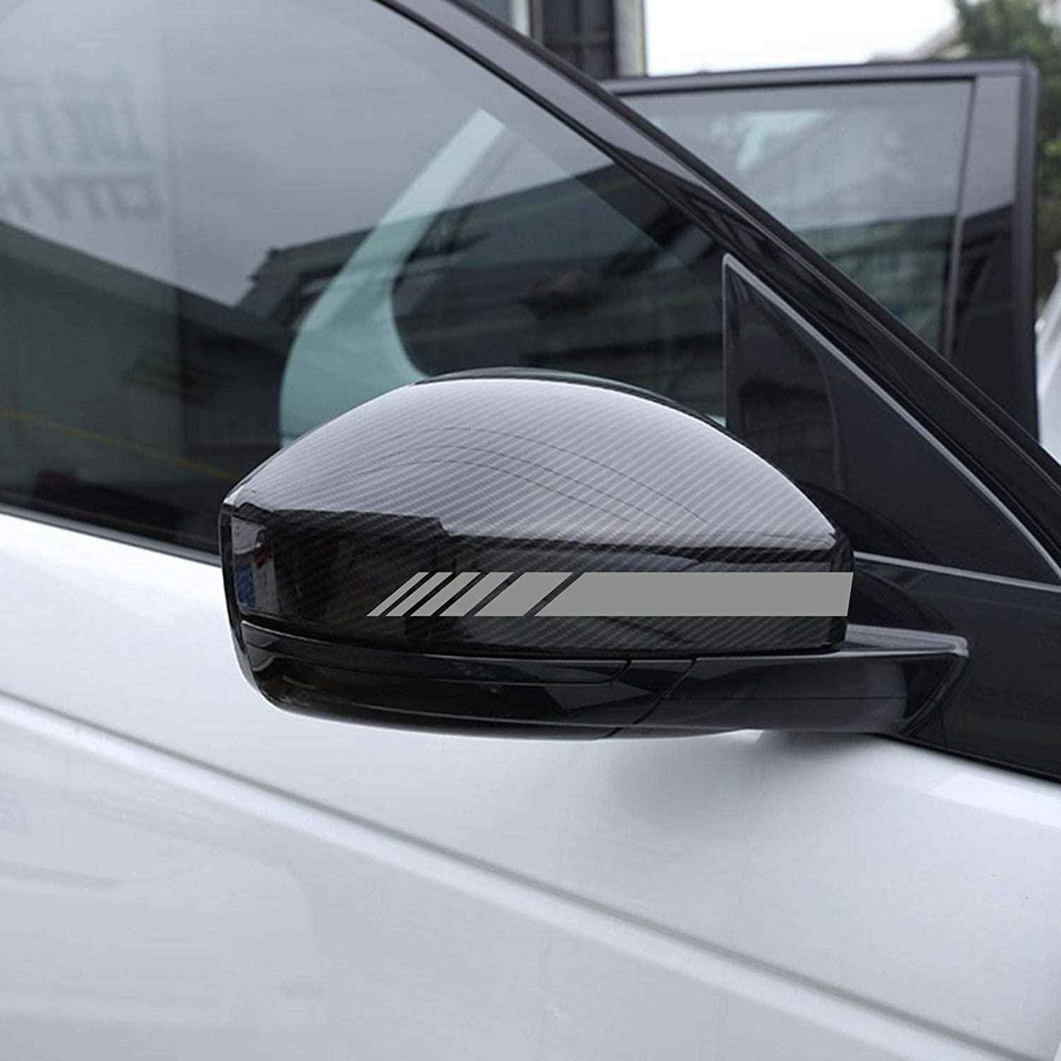 Pegatina espejo retrovisor coche diseño rayas (6 uds) plateado