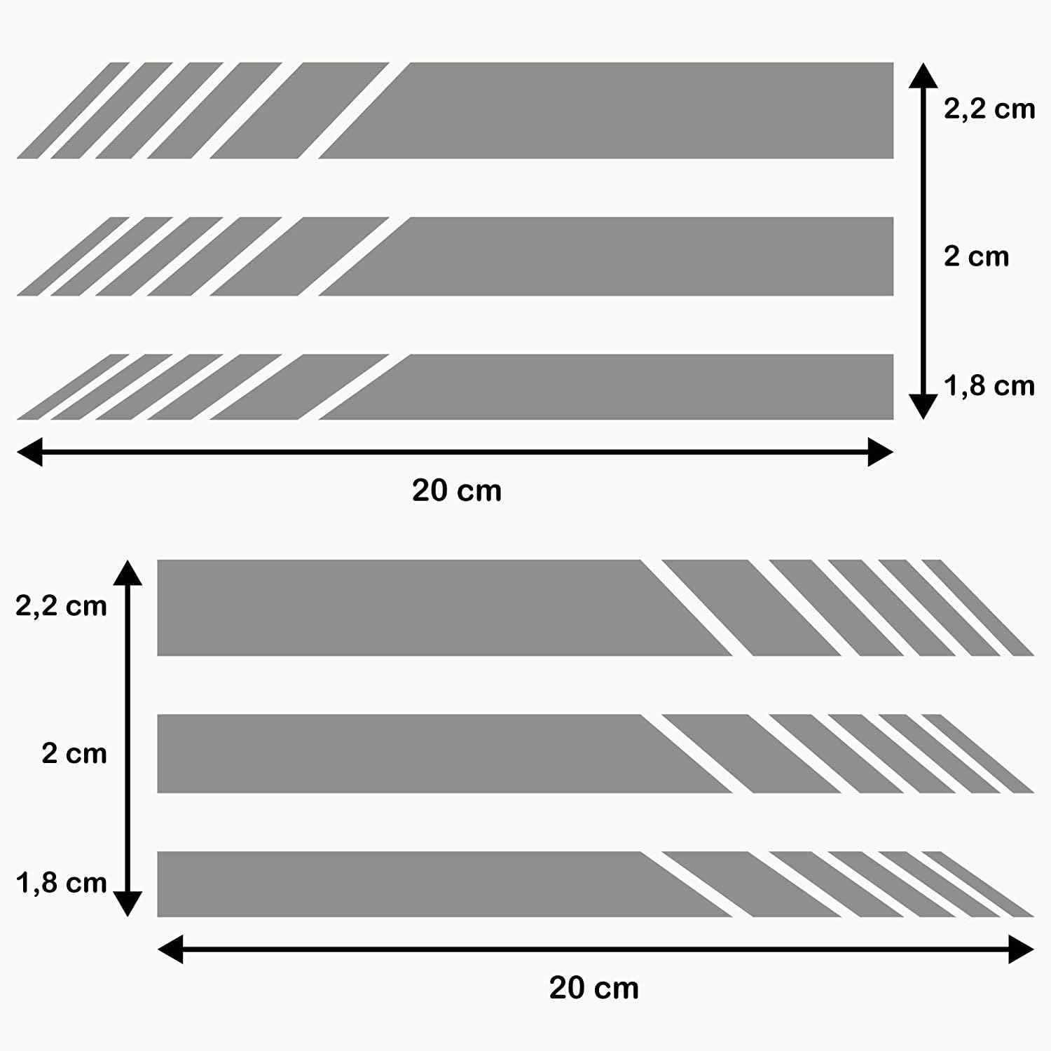 Pegatina espejo retrovisor coche diseño rayas (6 uds) plateado - imagen 3