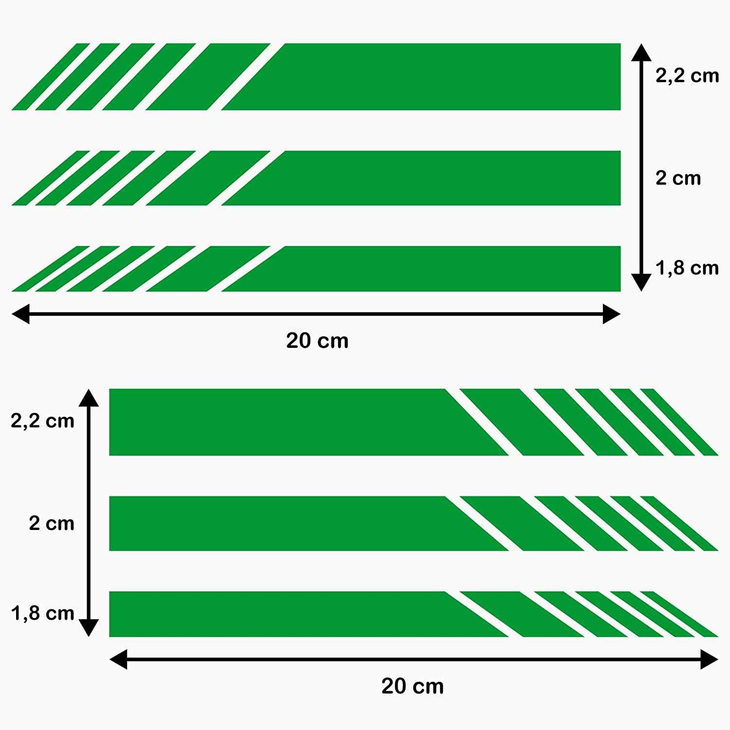 Pegatina espejo retrovisor coche diseño rayas (6 uds) verde - imagen 3