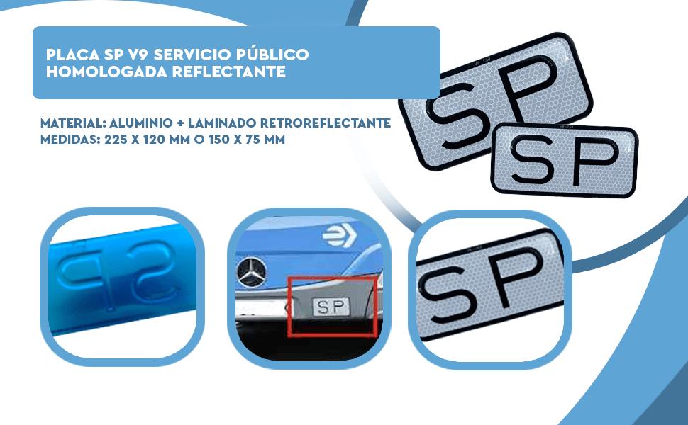 Banner - Placa SP V9 Servicio Público Homologada Reflectante 150 x 75 mm