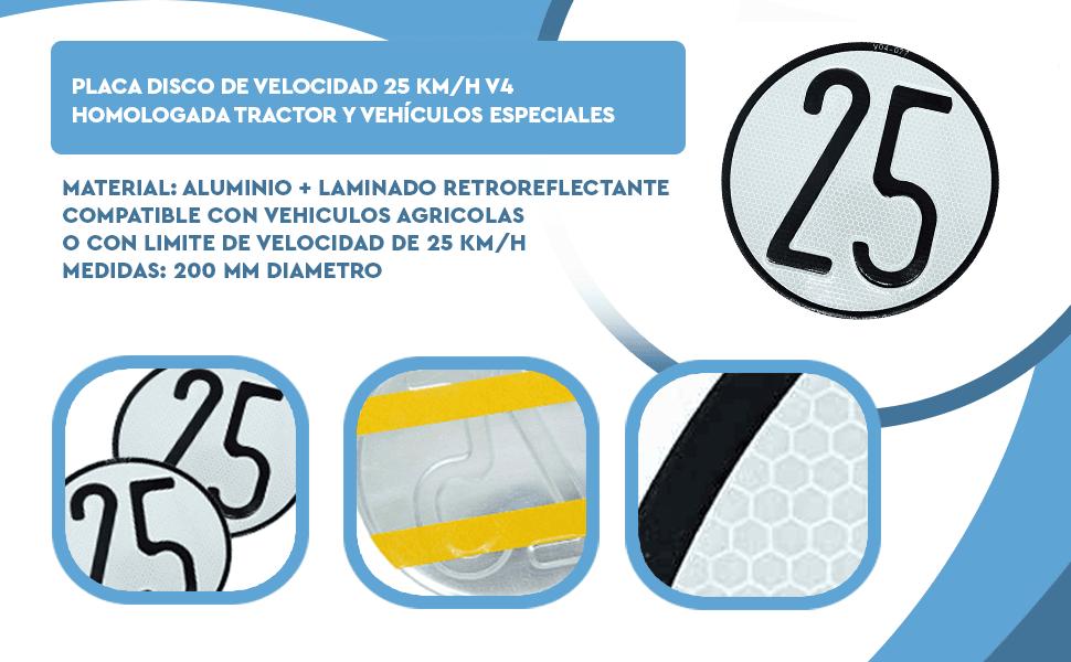 Banner - Placa Disco de Velocidad 25 Km/h V4 homologada tractor y vehículos especiales