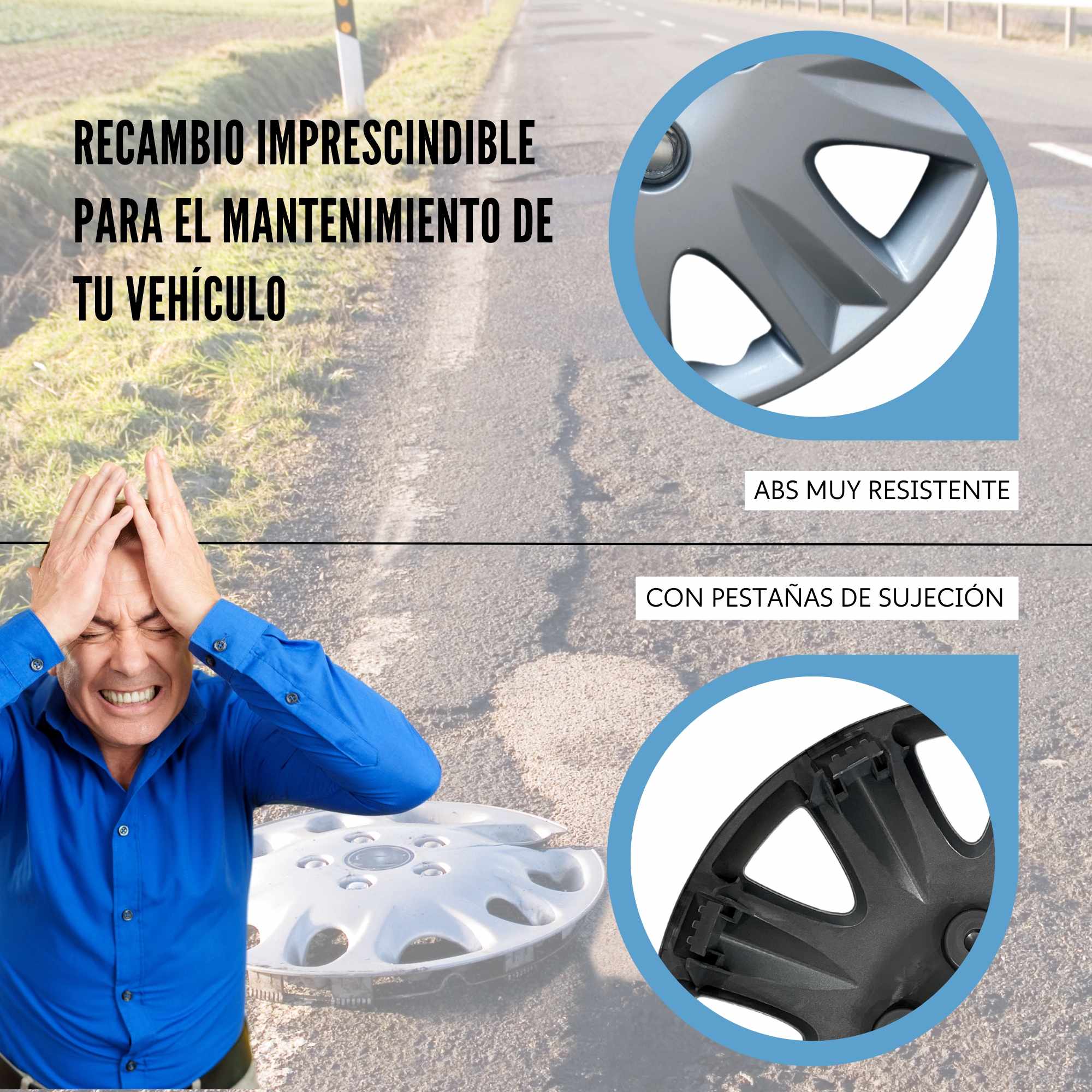 Tapacubos universales 15 pulgadas diseño Menorca ABS Resistente (4 uds) - imagen 5