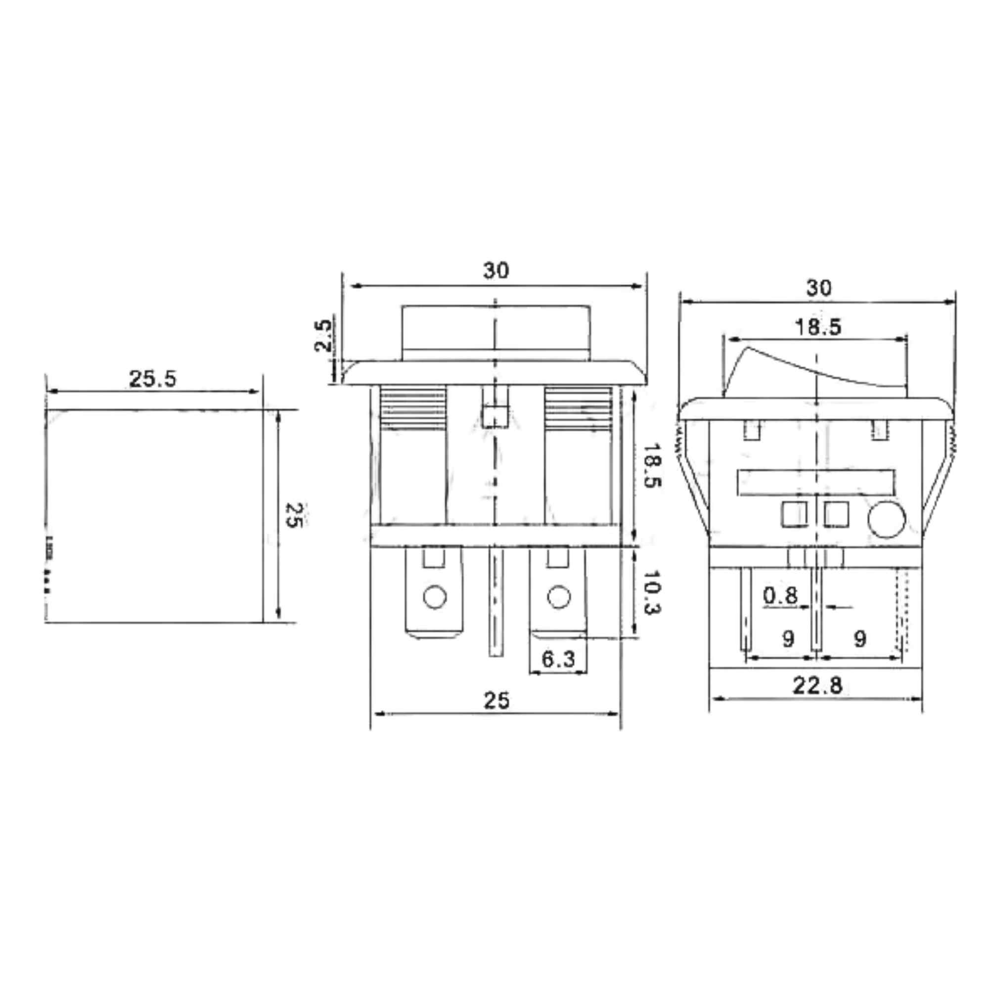 Interruptor basculante cuadrado DPST RK1-05 LED Verde 16A 250V AC - imagen 5