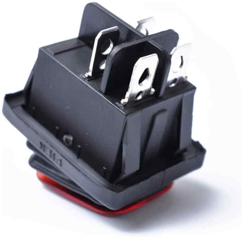 Interruptor basculante ON-OFF DPST 4 vias impermeable LED rojo 20 A - imagen 4