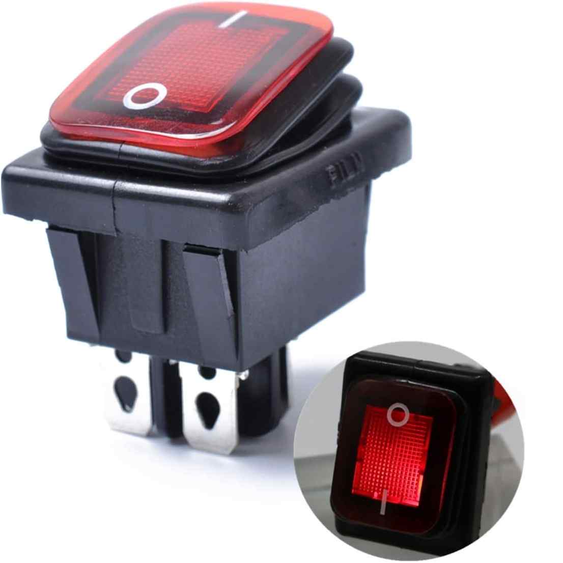 Interruptor basculante ON-OFF DPST 4 vias impermeable LED rojo 20 A - imagen 5