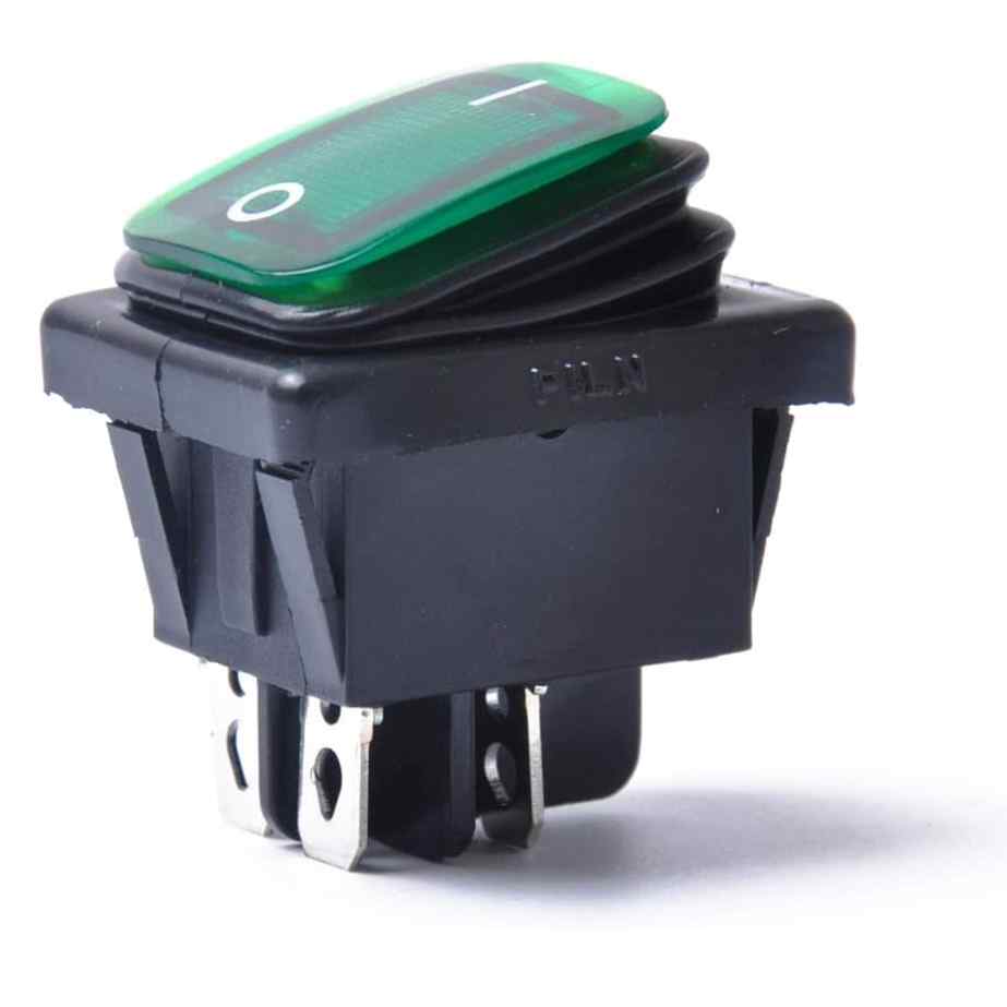 Interruptor basculante ON-OFF DPST 4 vias impermeable LED verde 20 A