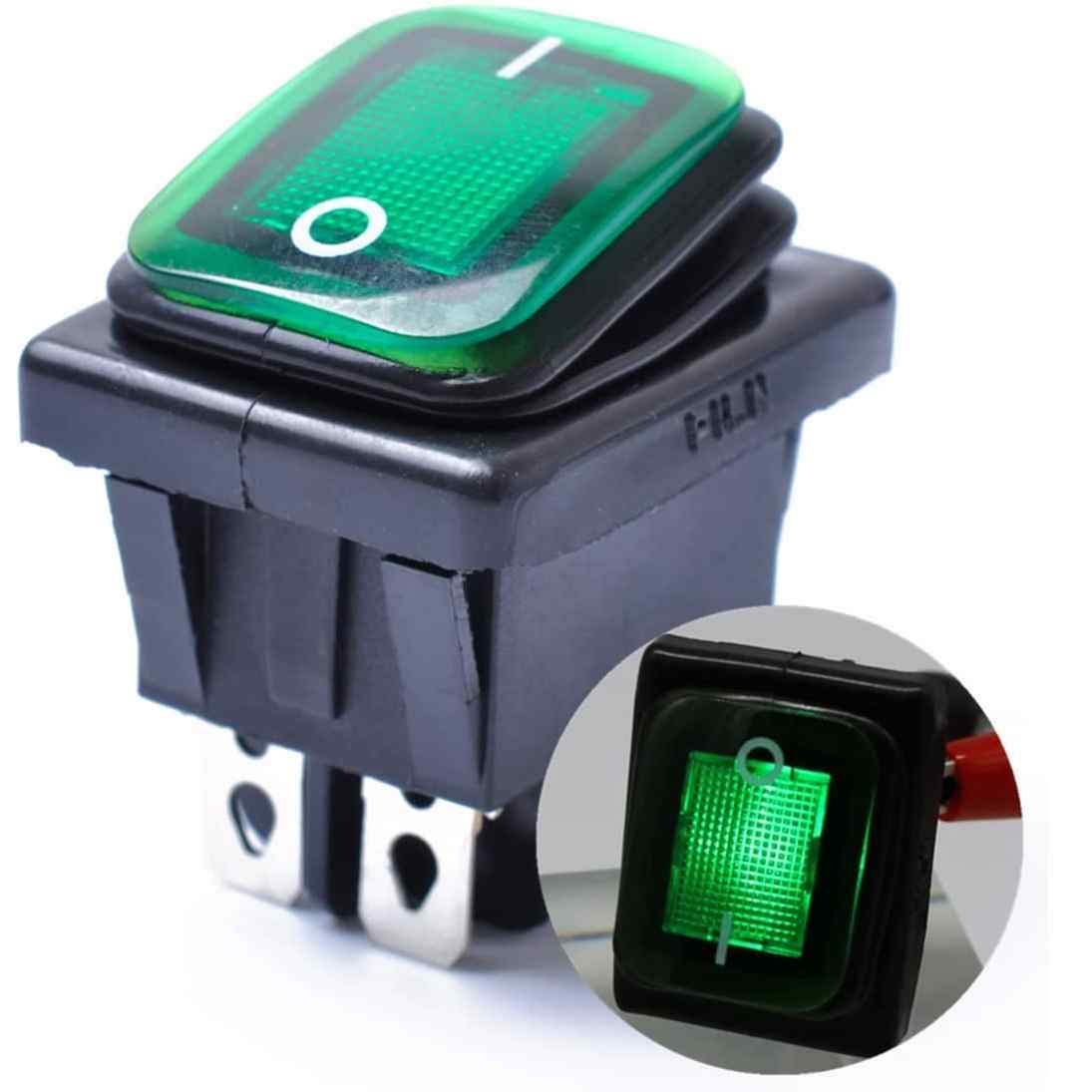 Interruptor basculante ON-OFF DPST 4 vias impermeable LED verde 20 A - imagen 4