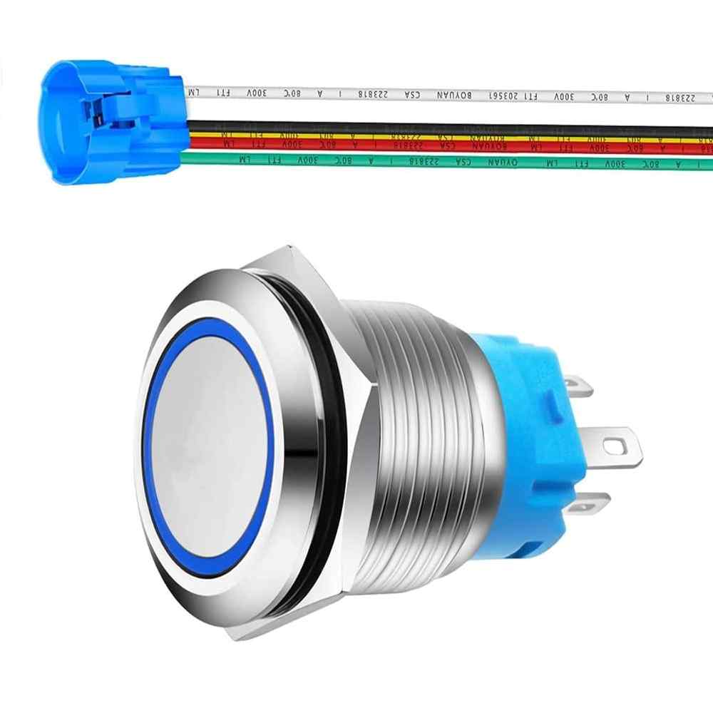 Pulsador momentáneo 22 mm ON/OFF 220V-230V 5A 1NO1NC SPDT led azul - imagen 1