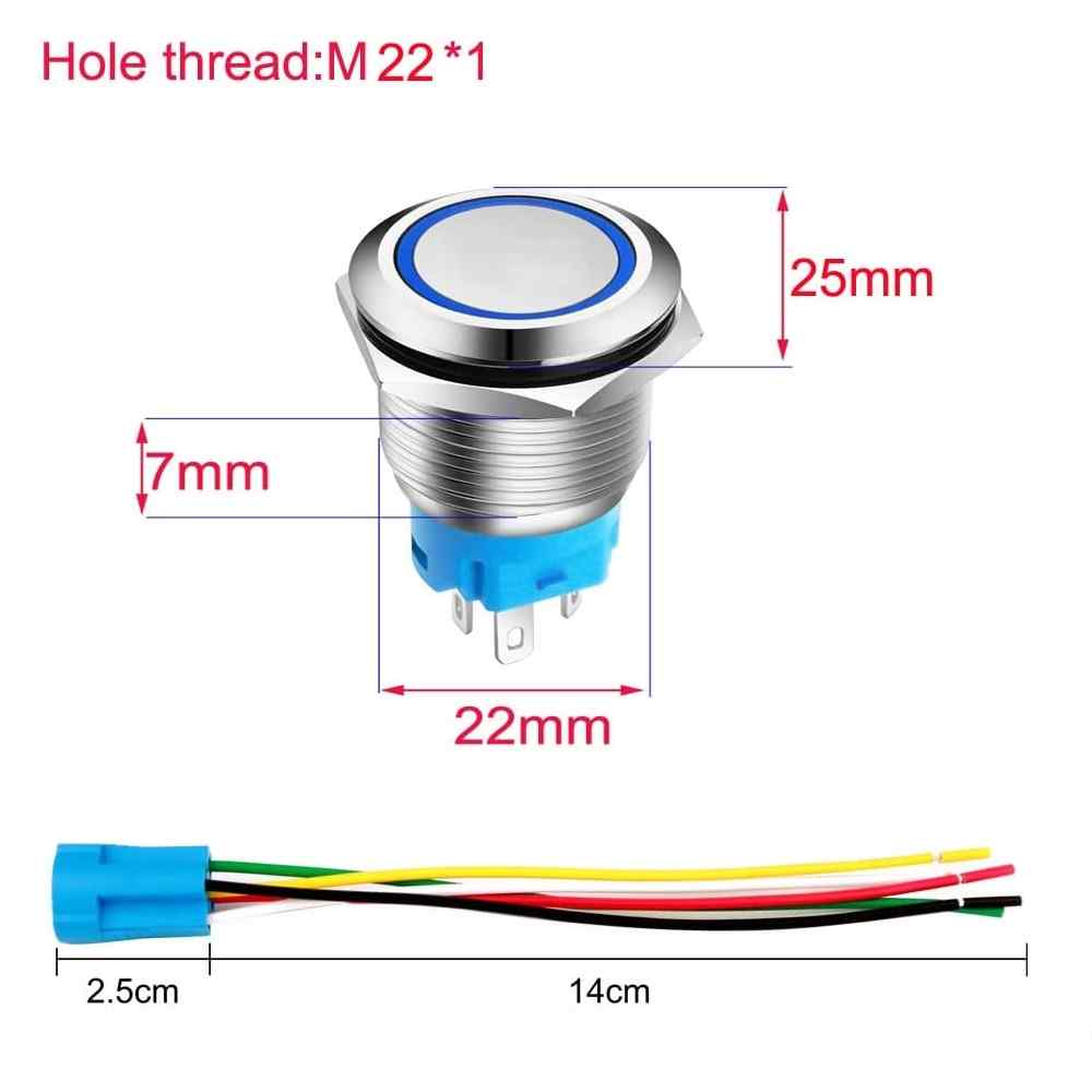Pulsador momentáneo 22 mm ON/OFF 220V-230V 5A 1NO1NC SPDT led azul - imagen 2