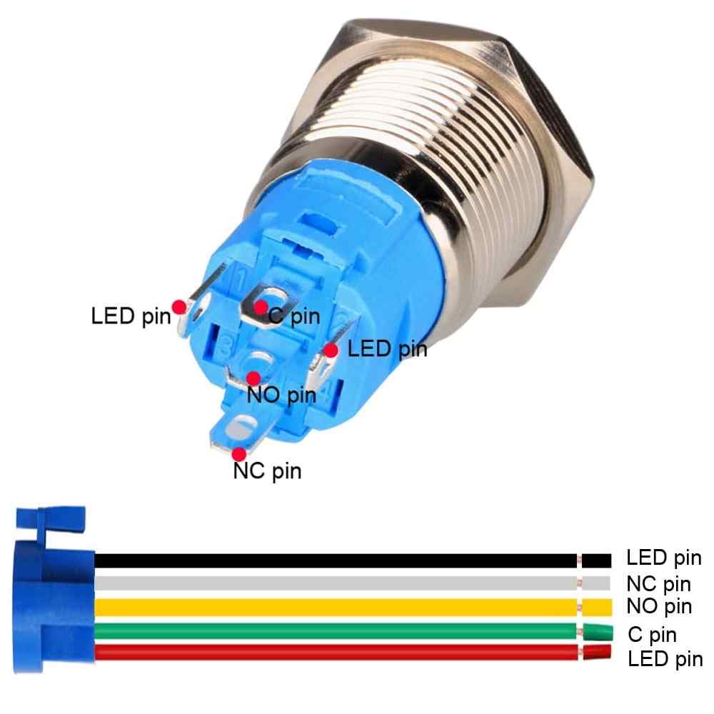 Pulsador momentáneo 22 mm ON/OFF 220V-230V 5A 1NO1NC SPDT led azul - imagen 3