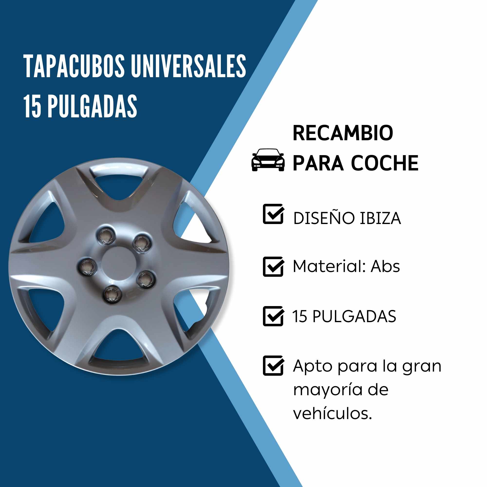Tapacubos universales 15 pulgadas diseño Ibiza ABS Resistente (4 uds) 18482 - imagen 4