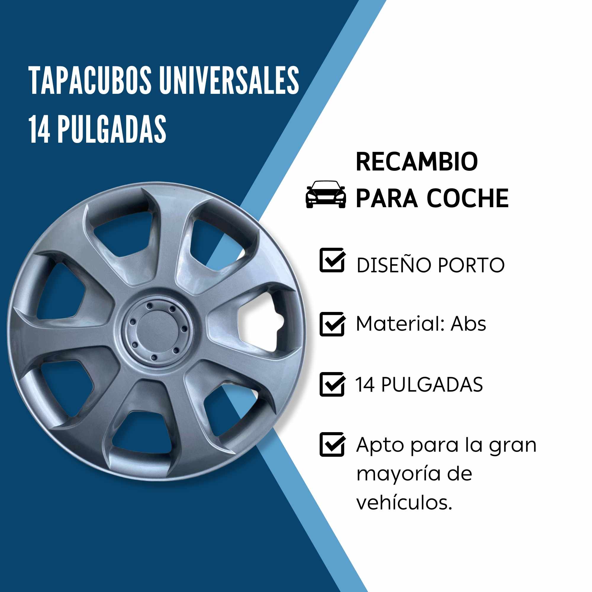 Tapacubos universales 14 pulgadas diseño Porto ABS Resistente (4 uds) 18684 - imagen 3