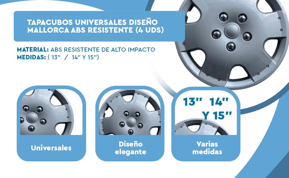 Banner - Tapacubos universales 15 pulgadas diseño Mallorca ABS Resistente (4 uds) 18686