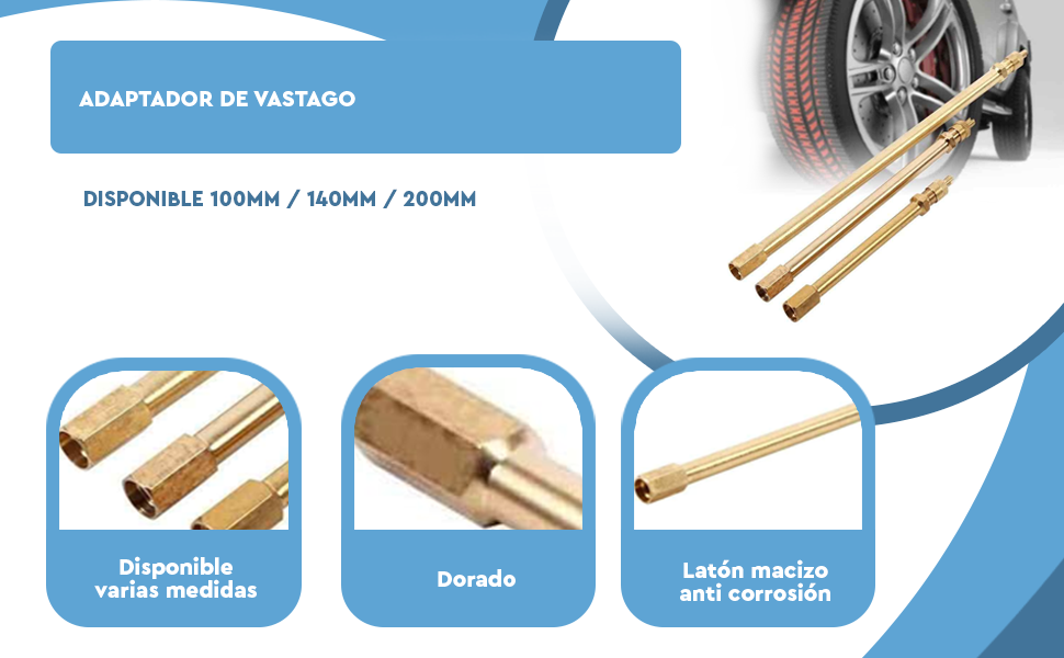 Banner - Adaptador de extensión de válvula de neumático Extensor de vástago 100 mm