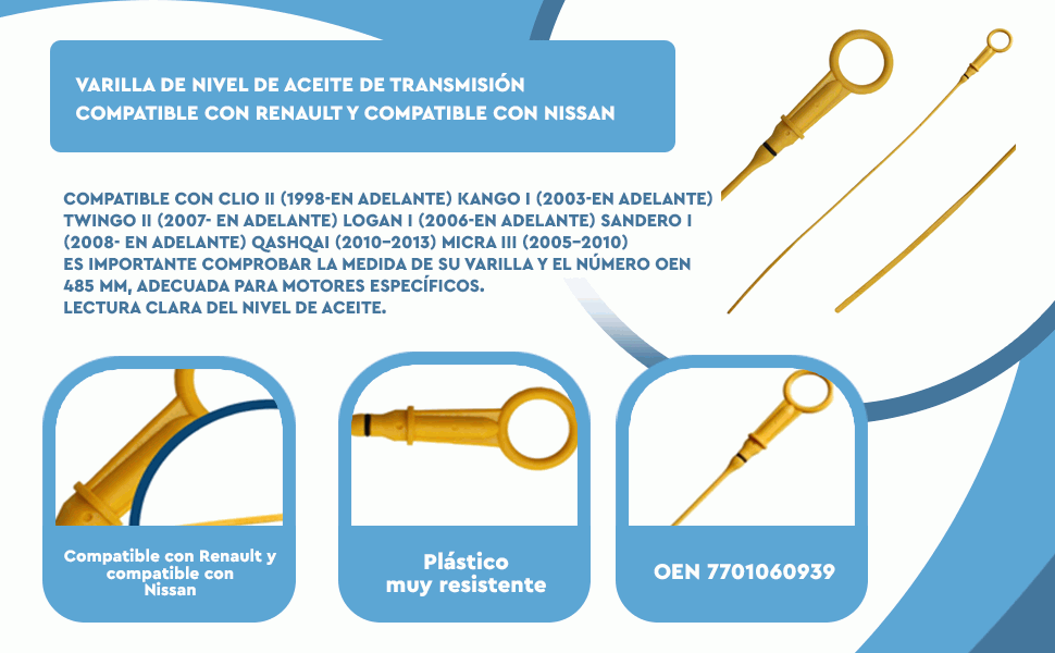 Banner - Varilla de nivel de aceite de transmision 485 mm oen 7701060939